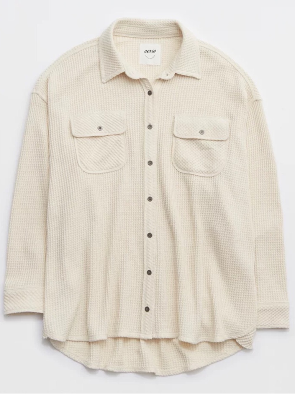 Aerie LumberJane Waffle Shirt Ivory White Size XXL